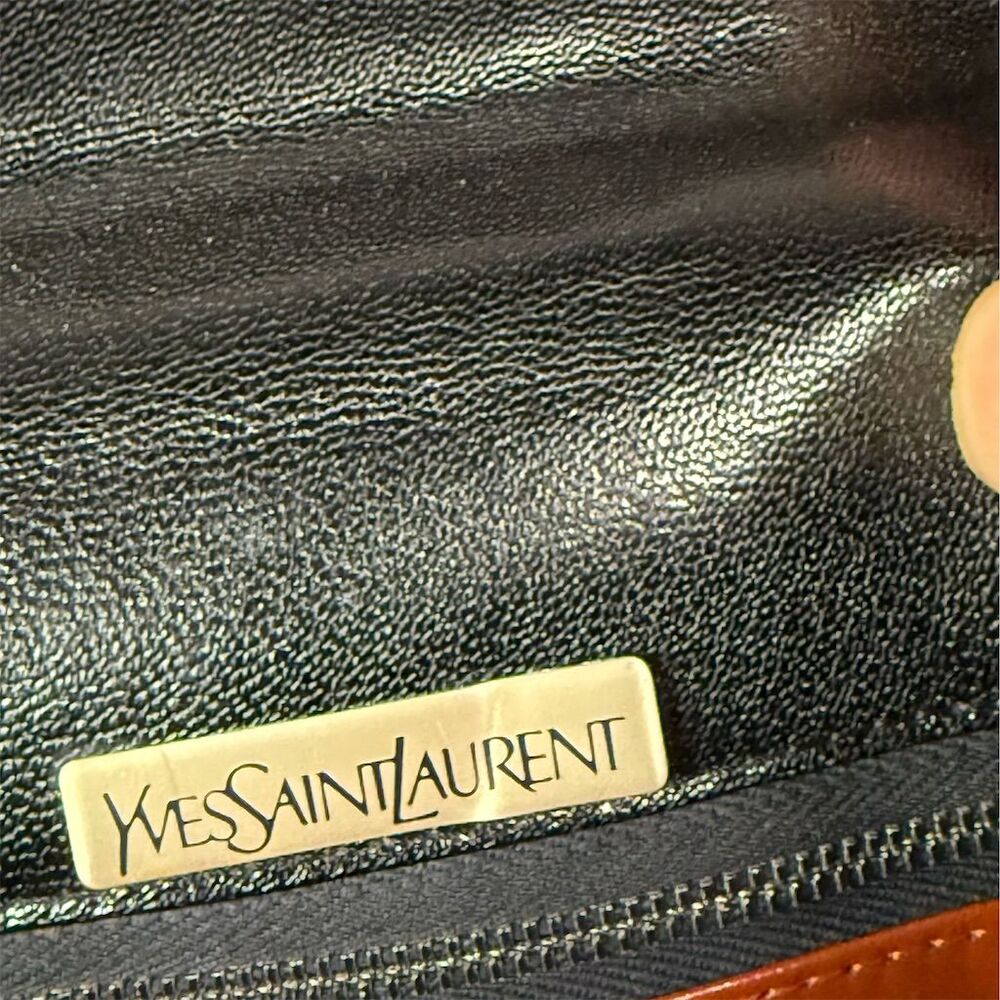 Vintage Yves Saint Laurent Black Leather Shoulder Bag Women's Handbag - Picture 4 of 10